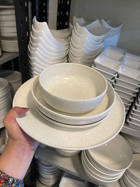 Beige matte- porcelain dinner set